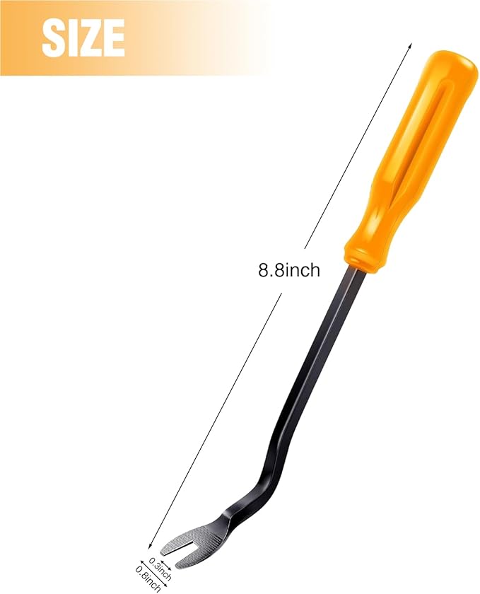GOOACC Car Panel/Upholstery Remover Ergonomic Stainless Steel Fastener Remover - Easily Removes Plastic Fasteners Reduces Damage to Panels and Loss of Clips Yellow