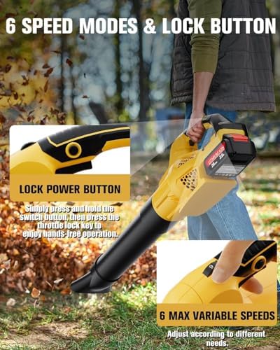 Cordless Leaf Blower Compatible with Dewalt 20V Battery, 500 CFM, 6 Speeds