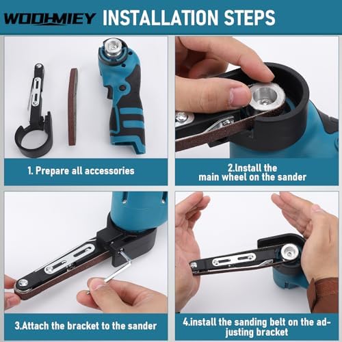 Cordless Belt Sander, 16.8V Lithium Battery, 7000RPM, 15 Sanding Belts(80-1000 Grits), Powerful Motor for Wood, Metal,Curved Surfaces,Long-Lasting Performance, Fast Charging