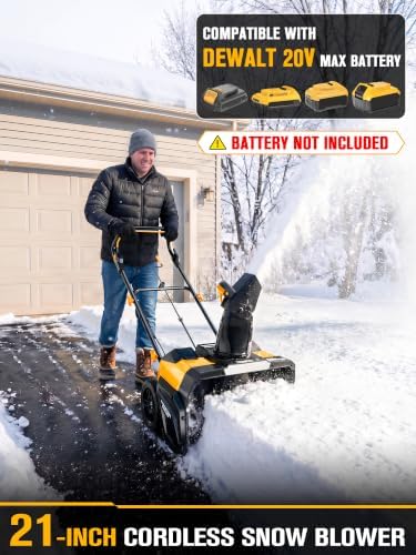 40V Cordless Snow Blower Compatible with DeWalt 20V Max Battery (Bare Tool)