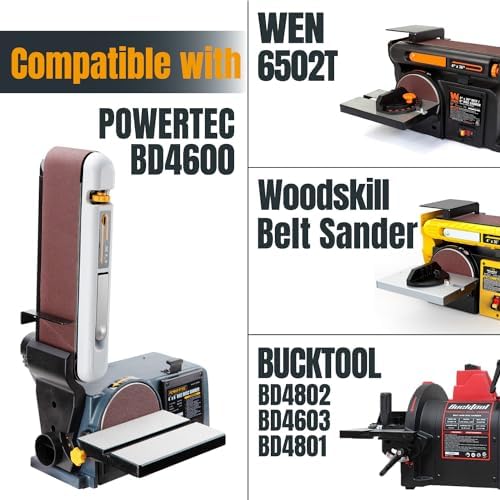 POWERTEC 15PK 4x36 Sanding Belts, 3 Each of 40/80/120/150/240 Grits Aluminum Oxide, 4 x 36 Inch Sanding Belts for Benchtop Belt and Disc Sander, Belt Sandpaper for Woodworking, Metalworking (11011-5)