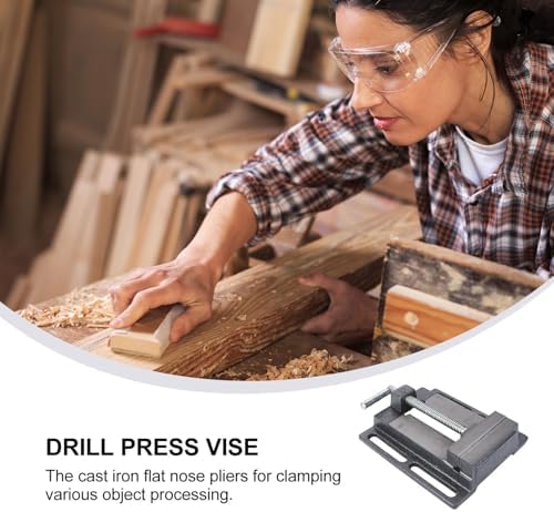 4 Inch Drill Press Vise Bench Clamp for Woodworking and Milling, Cast Iron Table Vise with Flat Jaw Opening, Small Workholding Device for Drilling Machines Random Color