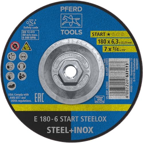 PFERD Start STEELOX, 7" x 1/4" x 5/8"-11, Grinding Wheel, Pack of 10