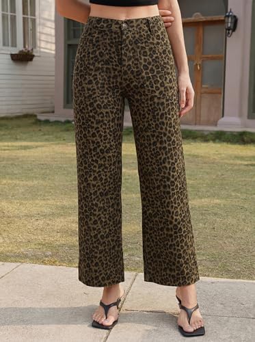 Cicy Bell Womens Cropped Wide Leg Jeans High Waisted Baggy Denim Ankle Pant