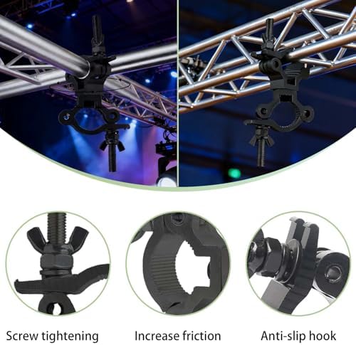 Lighting Truss Swivel Coupler Clamps for Lights, Quick Release Dual Head Truss O Clamp, 35mm-45mm(1.38in-1.77in) Dual Swivel Tube Clamp, Wrap Around Pipe Clamp Mounting Bracket(Black)