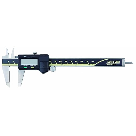 6 Inch (150mm) High Precision Stainless Steel Vernier Caliper – Ultra Fine 0.01mm / 0.0005" Accuracy Measuring Tool – Smooth Sliding Jaw, Locking Screw & Clear Dual Scale Measurement Tool