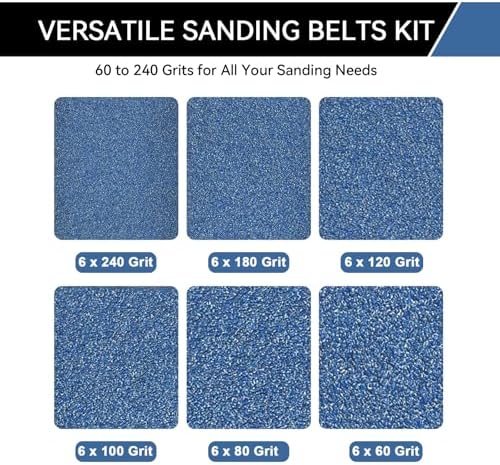 3/8x13 Inch Sanding Belts 36 Pcs 6 Grits Sizes (6 Each of 60/80/100/120/180/240 Grits) Heavy Duty Belt Sander Zirconia Belt Sander Paper for Wood, Metal, Stainless Steel, Cars, and Furniture