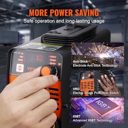 VEVOR Stick Welder, Mini and Portable 140Amp 2 in 1 ARC/Lift Tig Welder Machine, ARC Welder with Hot Start/Arc Force/Anti-Stick, IGBT Inverter Portable MMA Welder Machine, 110V
