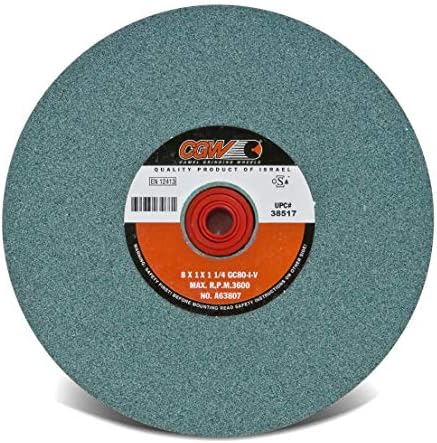 CGW 8 x 1 x 1-1/4 T1 GC80-I-V Bench Wheel Green Silicon Carbide One Wheel Per Lot