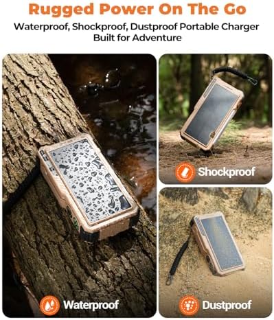 BLAVOR Solar Power Bank with Hand Crank and Built-in 4 Cables 20000mAh