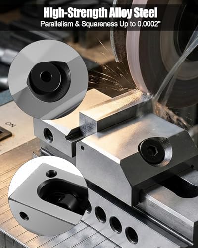 1″ Precision Grinding Vise for Machine Tools Drilling Bench and More Machining Platform with Hex Wrench, Alloy Steel Precision Grinding Screwless Mini Insert Vise Silver