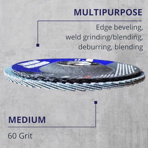 100 Pack Flap Discs 60 Grit 4.5" x 7/8" Sanding Wheels