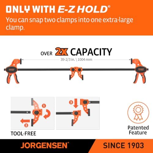 JORGENSEN E-Z Hold 2-Pack 18" 300LBS Load Indicator Woodworking Bar Clamps