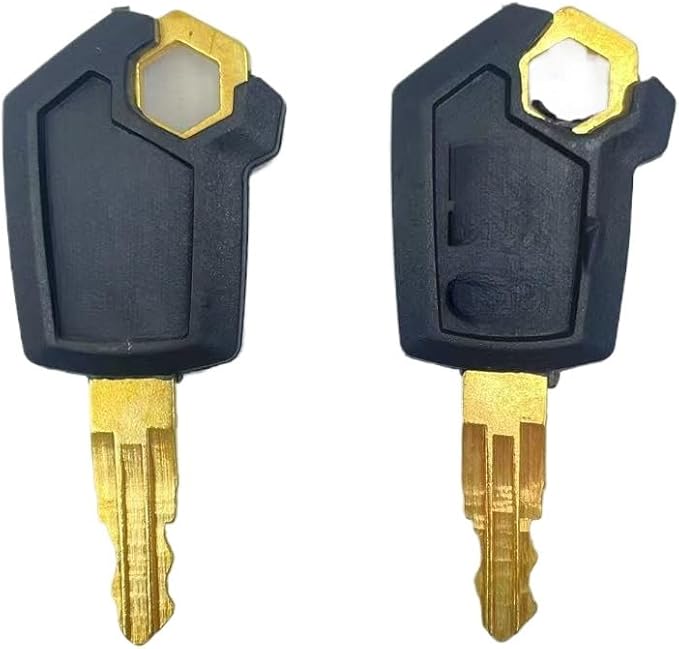 2PCS Heavy-Duty Equipment Keys, 5P-8500 5P8500,Black/Yellow/Red, Gold-Plated Metal
