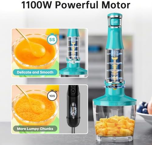 Turelar Immersion Blender Handheld 5 in 1 Hand Blender Set 1100W Heavy Duty