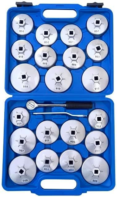 23 Pcs Oil Filter Wrench Set, Aluminum Alloy Cup Type Oil Filter Socket Set, 1/2" Drive Oil Filter Removal Tool Kit, Oil Filter cap Wrench Set