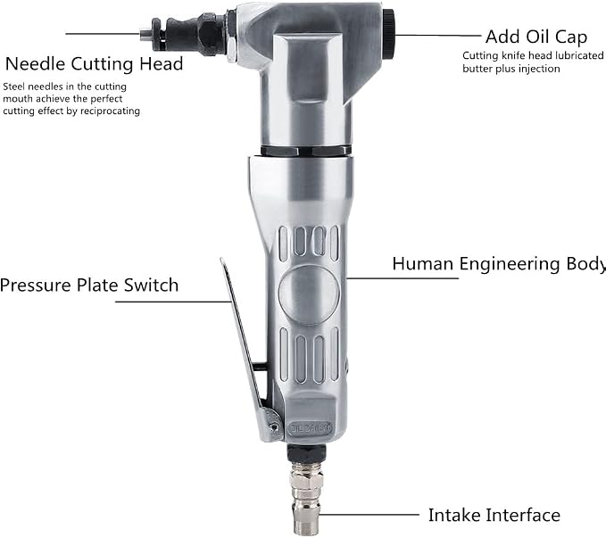 Handheld Air Nibbler High Hardness Blade Scissors Pneumatic Metal Cutting Tool 2800rpm Used in Automotive Sheet Metal Operations steel plate cutting metal cutting operations