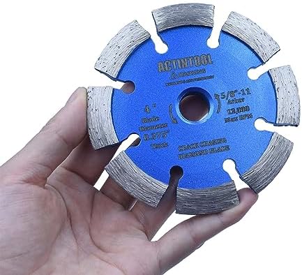 4 Inch 0.375" Width 5/8"-11 Arbor Diamond Crack Chaser Grinidng Wheel for Concrete, 0.375 Inch Thick Segments Diamond Mortar Joint Raking Blade (4" x 0.375")