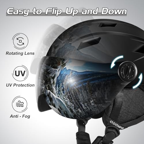 Odoland Ski Helmet with 2-in-1 Visor Goggles, Lightweight for Men Women