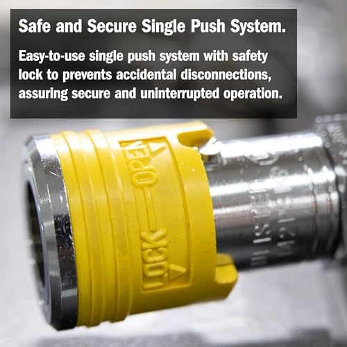 Koike Welding Inert Couplers, Equipment to Hose, Safe Welding Disconnect, Single Push Secure Locking System.
