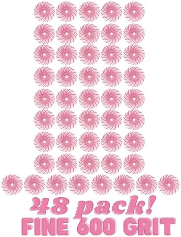 Dedeco Sunburst Radial Bristle Discs 48-Pack - 5/8" Curved - Pink 600 Grit (Fine, Pumice) - Aluminum Oxide for Polishing & Finishing