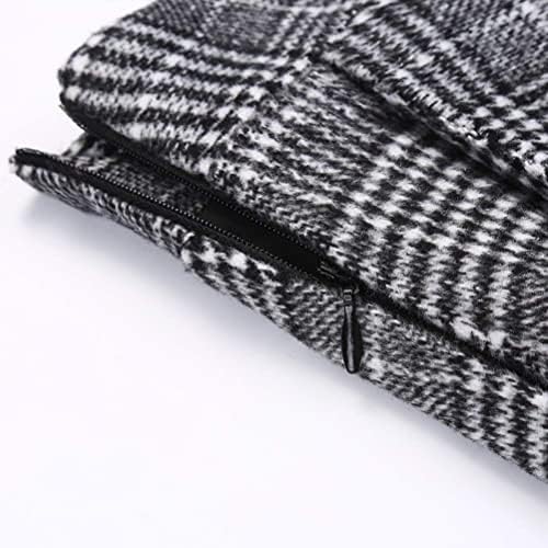 IDEALSANXUN Womens Plaid Wool Skirts Elastic Waist A-Line Pleated Tartan Long Skirts