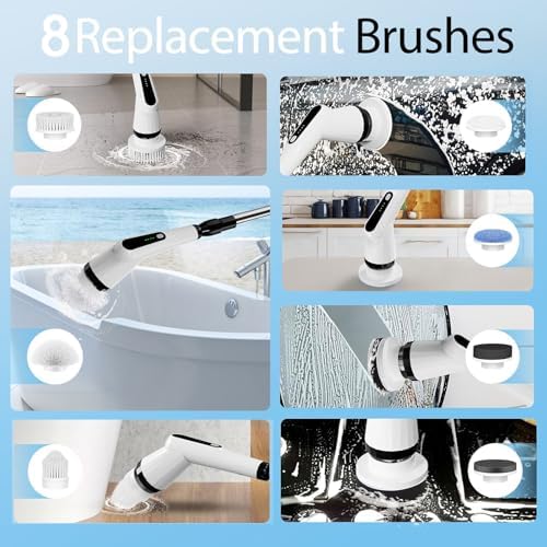 Dreazu - Replaceable Brush Heads - Scrubber Brush for Bathroom, Kitchen, Tile Grout, Bathtub, Shower, Sink, Toilet & Car Cleaning