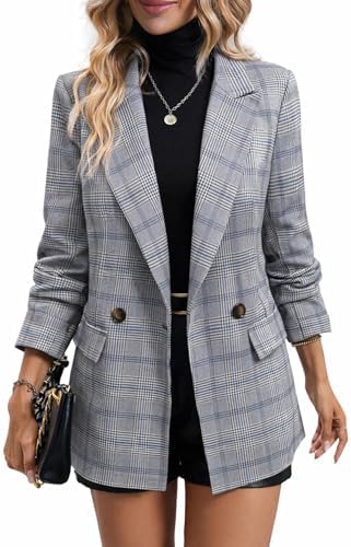 Mina Self 2026 Women's Fall Plaid Blazer Houndstooth Jacket Business Casual