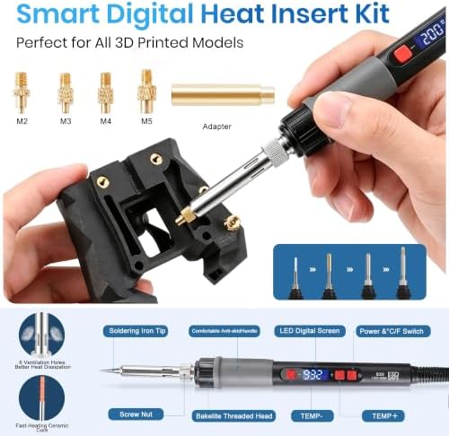 184Pcs 3D Printer Tools Kit with Hanging Organizer, 3D Printer Accessories, Cordless Rotary Tool, Heat Gun, Digital Soldering Iron, PTFE Nozzle Anti-Stick Coating, for All FDM/SLA, Bambu Lab, Ender 3