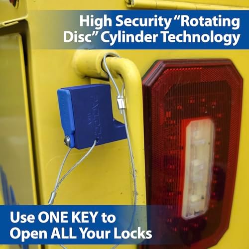 PACLOCK's 17-600-Series Block-Lock, High Security Rotating Disc, Manufacturer-Controlled Key Assigning, Exclusive Key Number, Keyed Differently w/ 1 Key, Blue