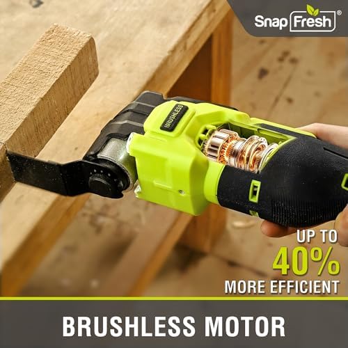 SnapFresh Brushless Oscillating Tool Cordless, 6 Speeds with Carrying Bag