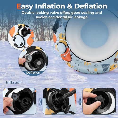 GYMAX Snow Tube, 52" Heavy Duty Inflatable Snow Sled for Kids and Adults w/Padded Handles & Tow Rope Hook, Premium Polyester Oxford Cover, Sledding Toboggan Winter Outdoor Fun