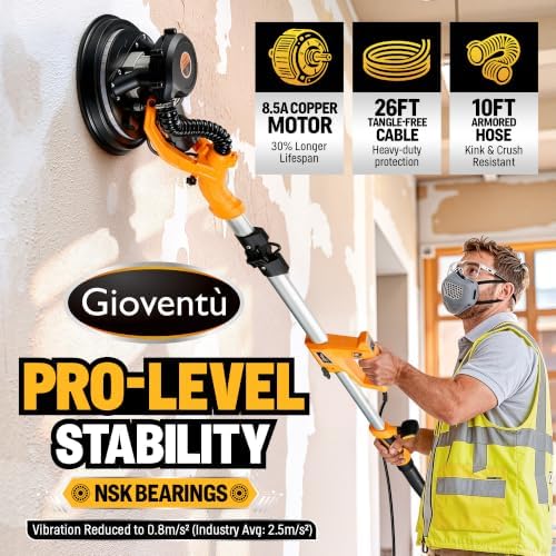 Dustless Electric Drywall Vacuum Sander, 950W 8.5A for Ceiling/Wall