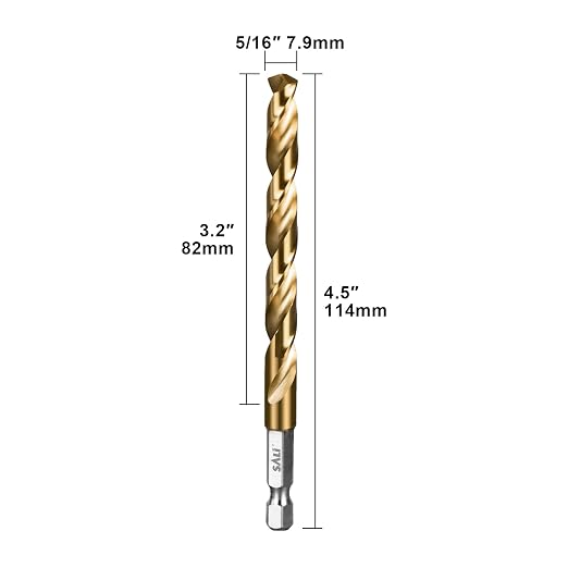 SALI Cobalt Drill Bit Set,5 Pack 5/16 Inch High Speed Steel Hex Shank Jobber Drill Bits, for Hardwood, Aluminum,Metal,Copper,Alloyed Steel