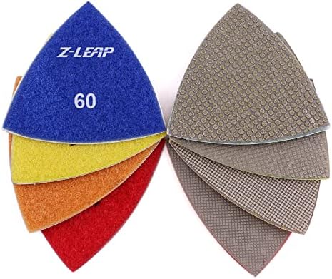 Triangle Diamond Sandpaper Sheet Discs Sanding Pads for for Grinding Stone Glass Ceramic 3"(80mm) Mix Grit/4pcs