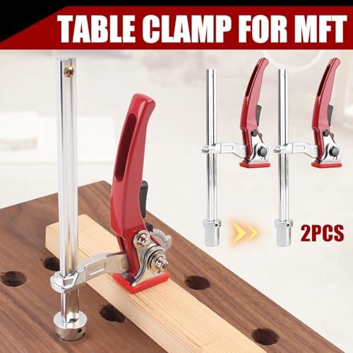 2 Pack Woodworking Quick Ratchet Bench Dog Clamps, Heavy Duty Hold Down Clamps for MFT Tables, Workbench Accessories for Wood Carving Routing Sanding