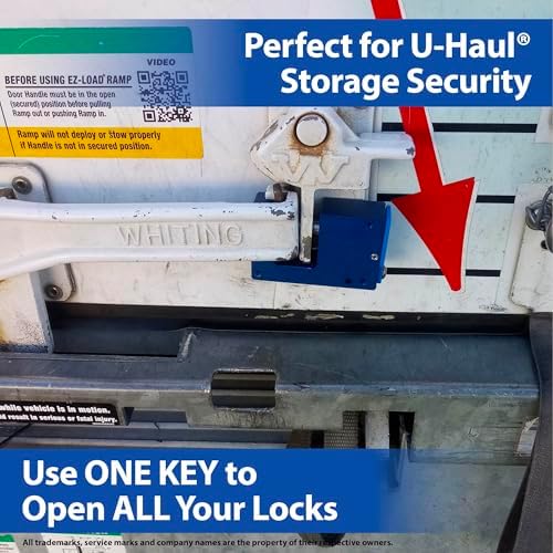 PACLOCK BL17A-1100 Block-Lock Series Shutter Lock, Blue Anodized Alum, High Security 6-Pin Cylinder, One Lock Keyed to a Number U-Pick! w/ 2 Keys, Hidden Shackle
