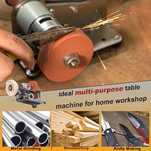Multifunctional Mini Belt Sander, Electric Knife Sharpener with 7 Adjustable Speeds, 15 Degree Angle for Kitchen Knives, Wood, Plastic, and Crafts - Polisher with Dual Direction Rotation & Accessories