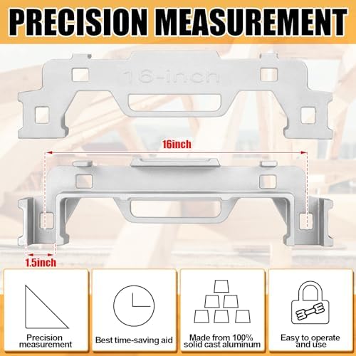 Tandefio 2 Pcs 16 Inch Framing Tools Framing Stud Layout Tool Cast Aluminum Stud Measurement Spacing Precision Jig Tool for Walls Roofs Floors or Ladders