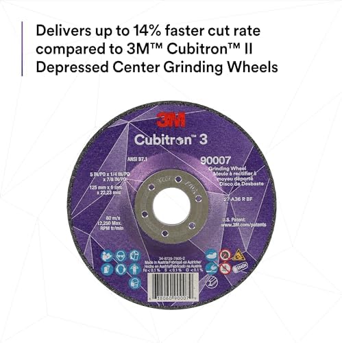 3M Cubitron 3 Depressed Center Grinding Wheel,36+,9 in x 1/4 in x 5/8 in-11
