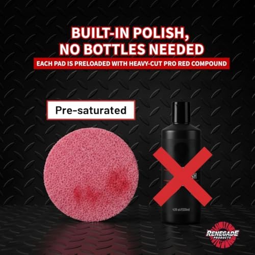Renegade Pro Pads, Pre-Saturated Heavy Cut Metal Polishing Pads, 10 Count