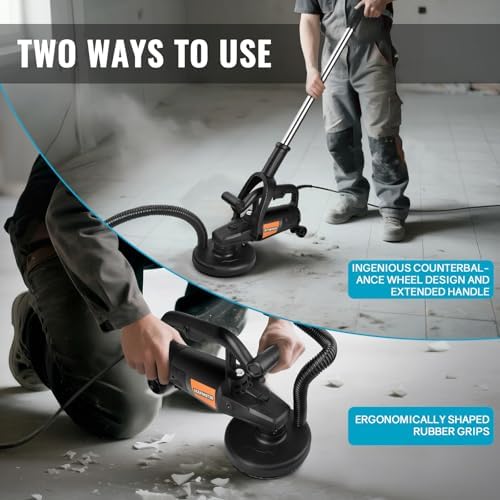 7 Inch Concrete Grinder with Handle, Auxiliary Wheels & Dust Shround