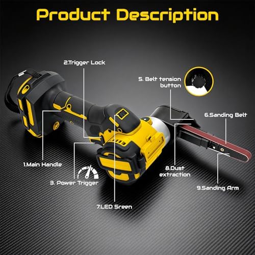 Cordless Belt Sander Compatible with DeWalt 20V Battery (Tool Only)