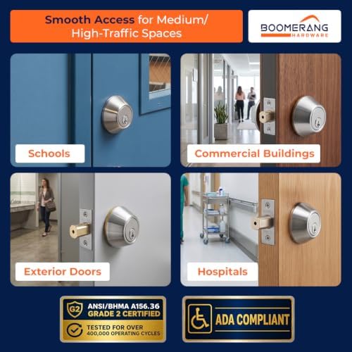 Boomerang DB7431 Heavy-Duty Designer Commercial Deadbolt Lock, 6-Pin