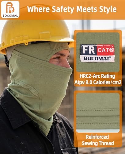 BOCOMAL FR Balaclava with Face Mask Flame Resistant 5.5oz Lightweight 100%C