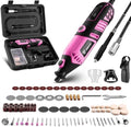 DEKOPRO Rotary Tool Kit, 1.5-Amp Corded Power Rotary Tools with 42" Flex Shaft, 6 Variable Speed, 8,000-35,000 RPM, 129 Pcs Accessories Kit for Cutting, Sanding, Grinding, Carving & DIY Projects Pink