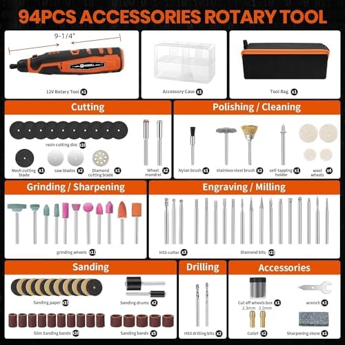 HARDELL 12V Cordless Rotary Tool with 69 Pcs Accessories Kit