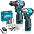 Cordless Drill Impact Driver Brushless Power Tool Combo Kits for Home DIY