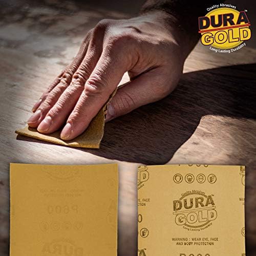 Dura-Gold Premium 1/4 Sheet Gold Sandpaper Sheets, 600 Grit (Box of 400)