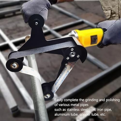 Belt Sander Adapter for Angle Grinder,Pipe Tube Polishing Sanding Attachment, US 5/8-11 Thread,Professional Polishing Tool for Rust Removal,Metal Working,Woodworking(30Pcs Sanding Belts).